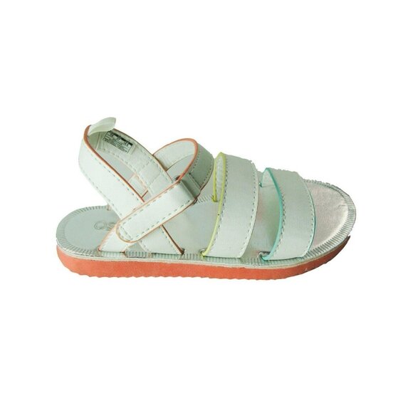 OshKosh Kids White Open-Toe Sandals With Adjustable Straps & Orange Sole - Picture 7 of 9